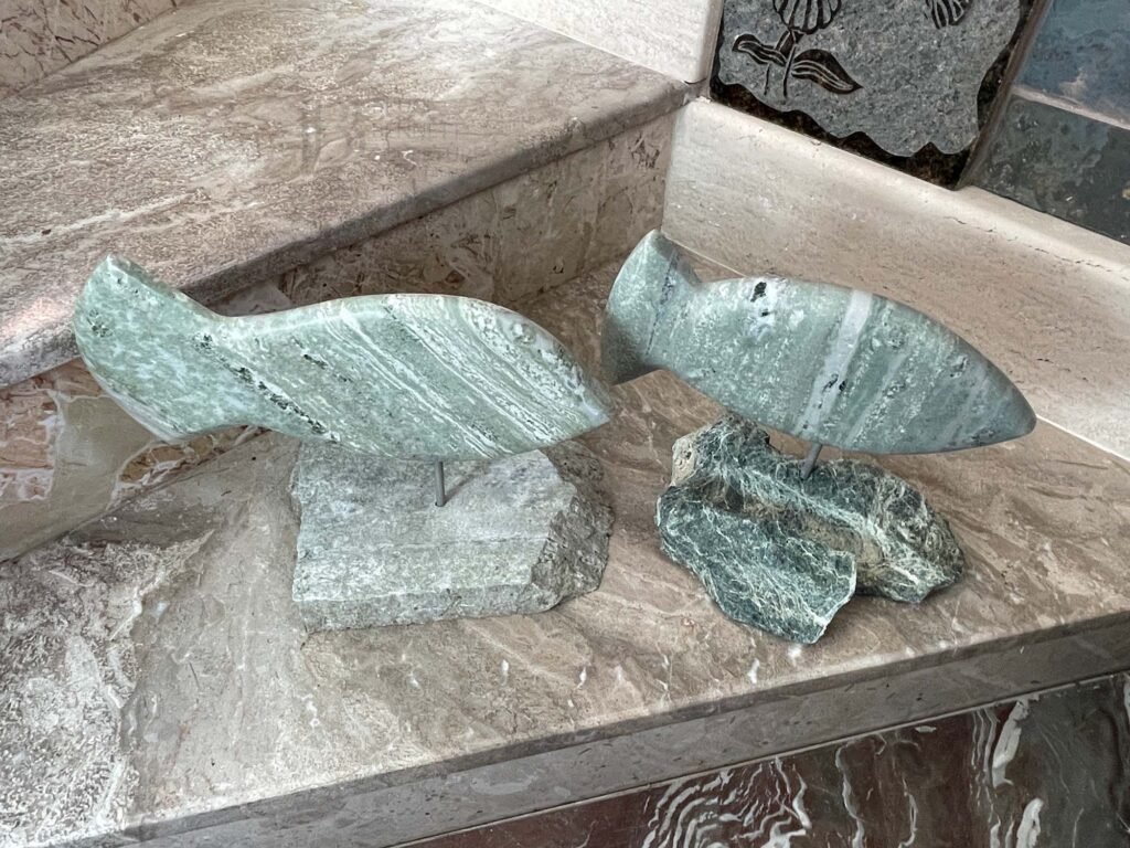 Marble fish sculpture by Bruce Bennett, Knoxville, TN