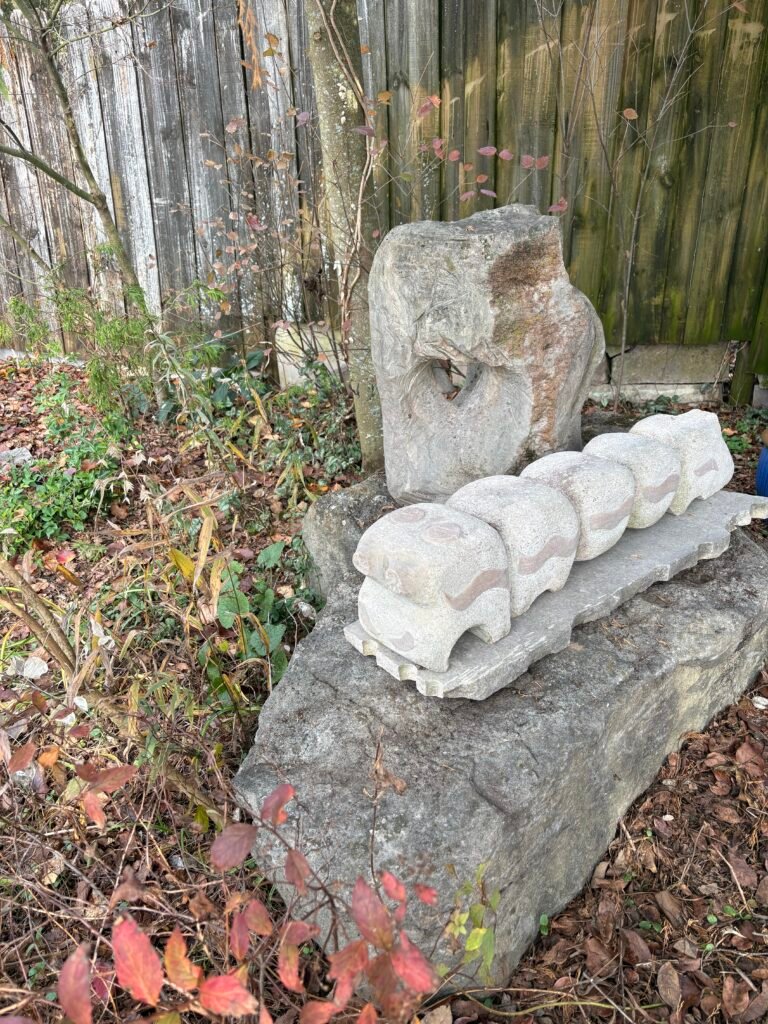 Ammond Caterpillar sculpture by Bruce Bennett at Spring Creek