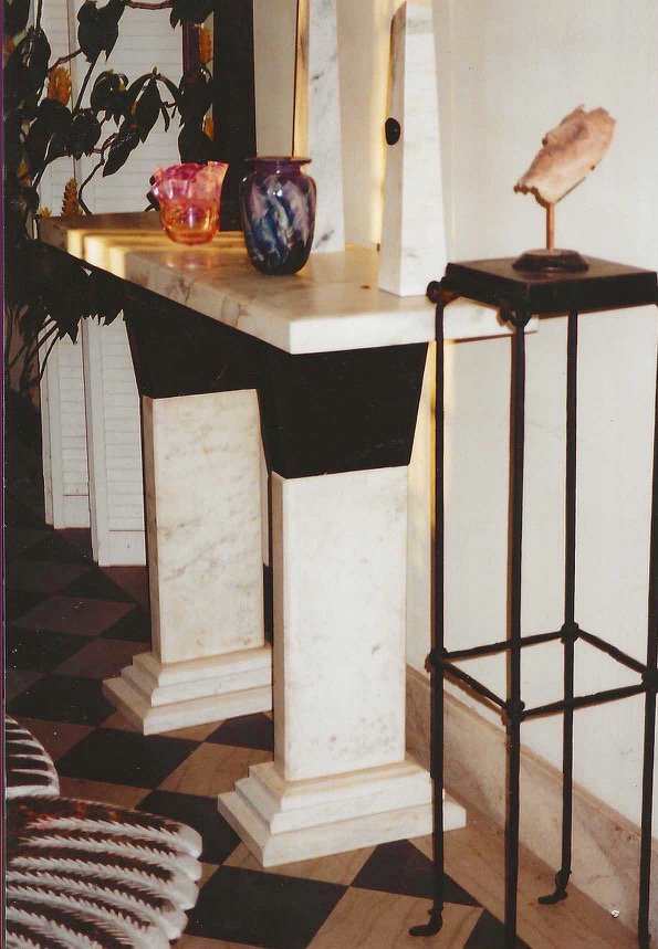 Marble high table by Bruce Bennett on display at Candoro Marble.
